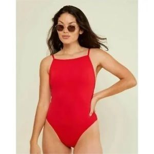 Andie Swim The Paloma One Piece Swimsuit Cherry Red Size XL NWT